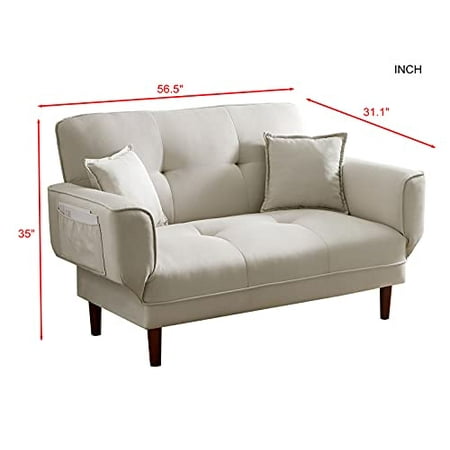 Lazy Sofa Bed Sleeper With 4 Pillows Recliner Chair For Living Room Overstuffed Single Home Theater Seating Lounge Beige Canada Lazy Sofa Bed Sleeper With 4 Pillows, Sofa Seat Height 24 Inches