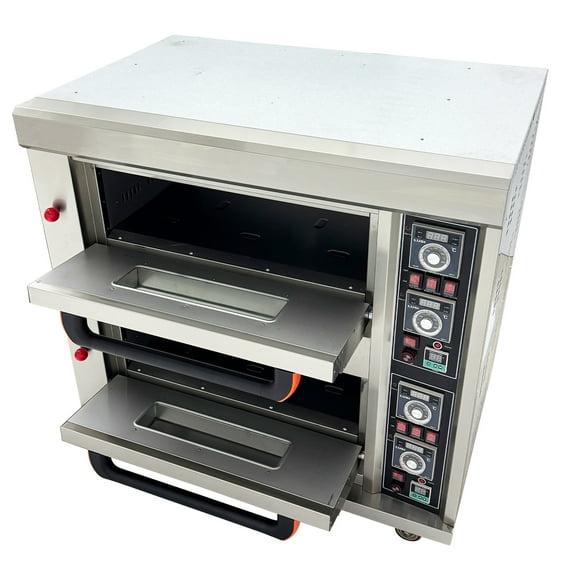 Electric Pizza Oven Gas Heating with Casters Two-Layer Two-Tray Movable 220V 1PH