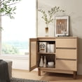 thumbnail image 5 of Yiwa Rattan Buffet Sideboard Cabinet with 3 Drawers and Shelf for Entryway, Living Room, Office, Natural, 5 of 7