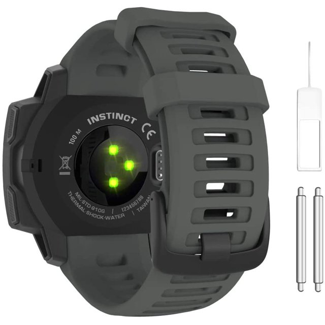 Bracelet de Montre Compatible avec Garmin Instinct Sports GPS Montre Intelligente, Bracelet de Remplacement en Silicone Doux Ajustable Compatible Garmin Instinct/Instinct Tide/Instinct Tactique - Gris Graphite