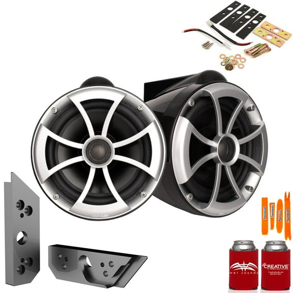 Wet Sounds ICON8B-X 8" BLACK Fixed Tower Speakers with Malibu G5 Tower Adapters