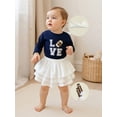 thumbnail image 3 of Rovasas Baby Girls Outfit Rugby Letter Print Romper Skirt Headband Stocking, 3 of 9