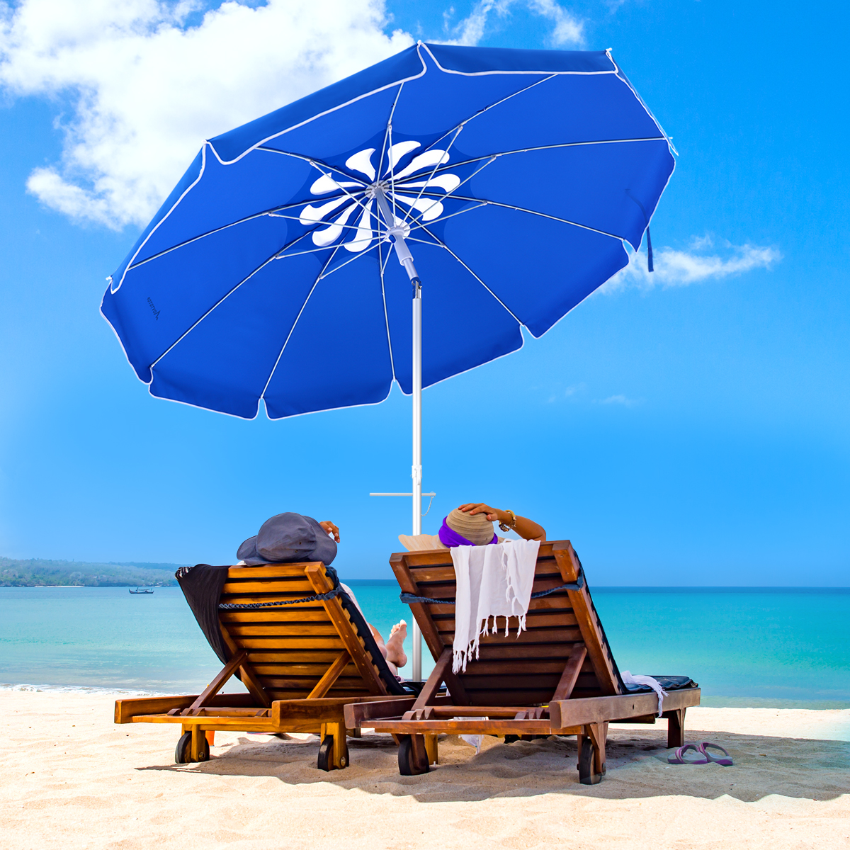 Petal Beach Umbrella 6.5ft Sun Shelter Ventilation UV Protection Seaside Umbrella for Outdoor Travel (Dark Blue Petal) - image 2 of 8