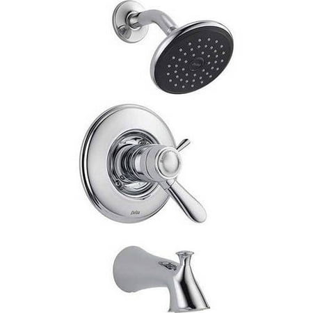 Delta Lahara Dual Function Pressure Balanced Thermostatic Bath and Shower Trim with Internal Volume Control Less Rough-in, Available in Various