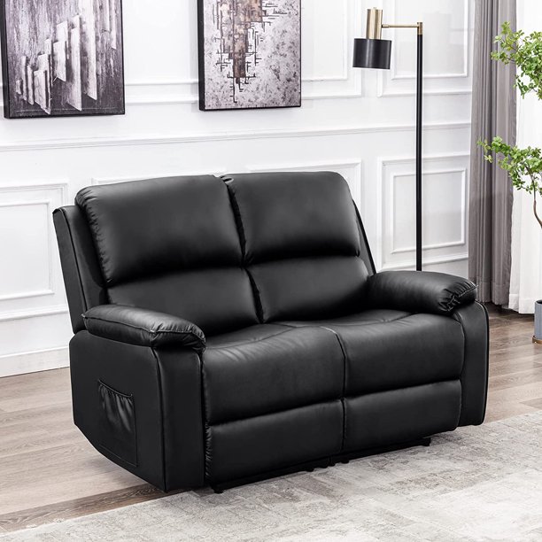 COMHOMA Recliner Chair Sofa PU Leather Reclining Theater Sofa with