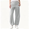 thumbnail image 2 of Womens Barrel Travel Pants, Mid Rise Elastic Waistband Tapered Leg Baggy Work Trousers with Pockets, Lounge Pant | VerBelle,Gray 3XL, 2 of 9