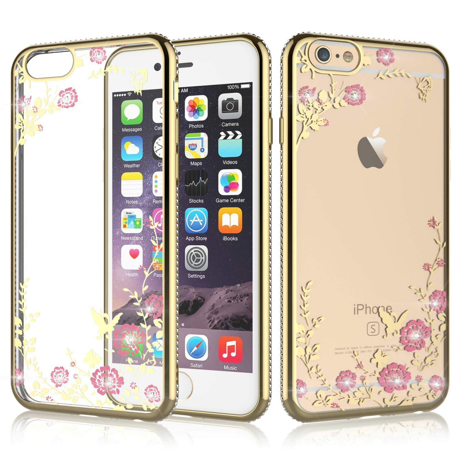 Iphone 6 Plus Case Iphone 6s Plus Cover Tekcoo Tflower Ultra Thin Tpu Soft Case Bling Diamond Rhinestone Clear Panel Cover For Apple Iphone 6 Plus Iphone 6s Plus 5 5 Rose