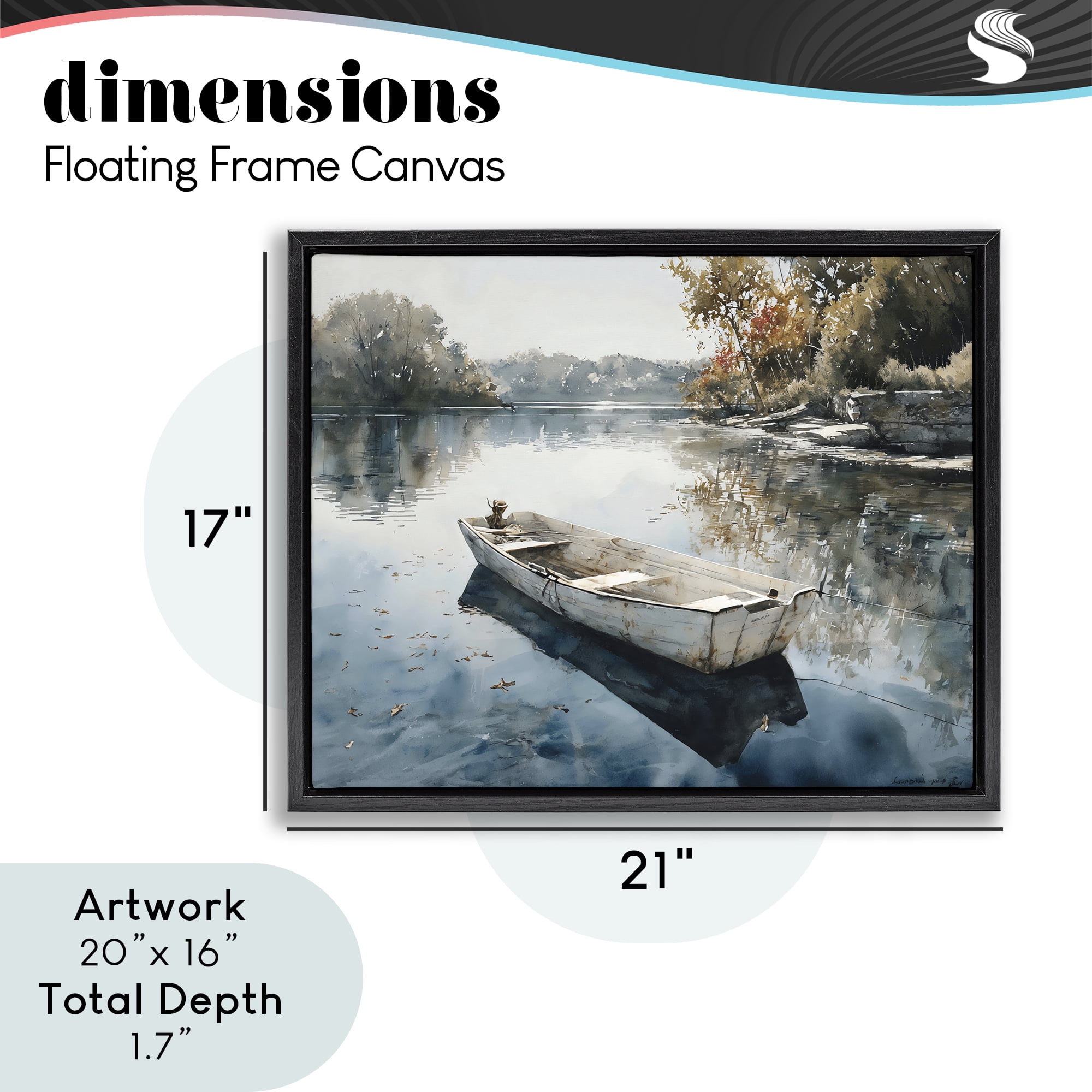 Stupell Industries Boat Ride Through Autumn Reflections Black Framed Floater Canvas Wall Art, design by Franklyn Gregory