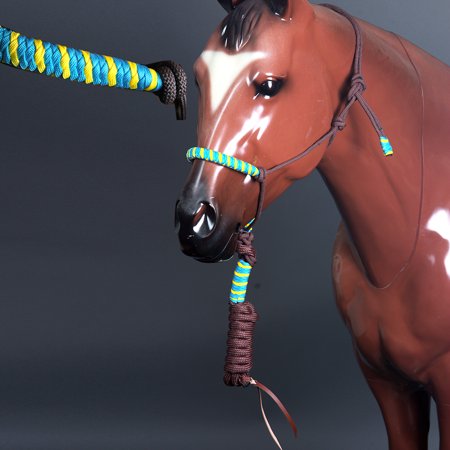 Classic Nylon Halters - CLASSIC EQUINE HORSE TWO TONE NYLON HALTER TURQUOISE YELLOW