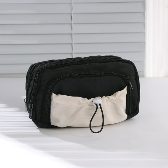 Woven Fabric Pencil Case, Large Capacity Stationery Organizer, Multipurpose Zippered Cosmetic and Electronic Accessory Bag, Washable Durable Material with Multiple Compartments and Front Pocket