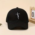 thumbnail image 5 of Embroidered Christian Jesus Cross Hat for Men Women, Vintage Washed Dad Hats Adjustable Baseball Cap(Black One Size), 5 of 6