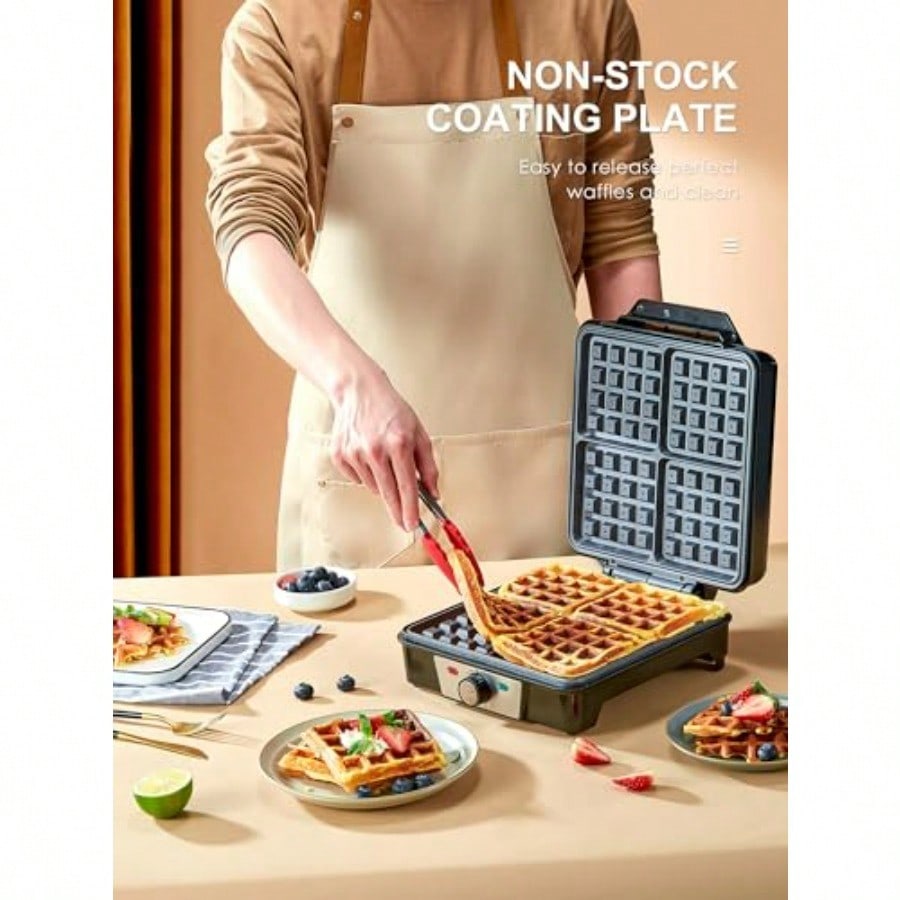 Belgian Waffle Maker Waffle Iron  Waffle Iron with Browning Knob Nonstick Plates Indicator Lights