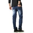 thumbnail image 4 of Ma Croix Mens Biker Jeans Distressed Ripped Zipper Straight Slim Fit Stretch Denim Pants, 4 of 6
