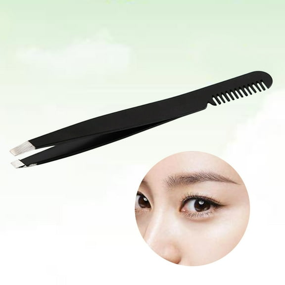 PAMINGONO Black Eyelashes Extension Tweezers Stainless Steel Lightweight Makeup Tool for Precision