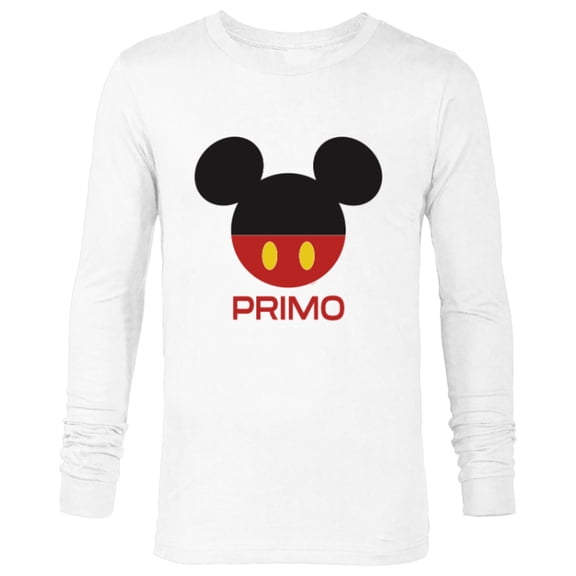 Disney Mickey Mouse Red Shorts Icon Primo Familia Spanish- Long Sleeve T-Shirt for Men - Customized-White