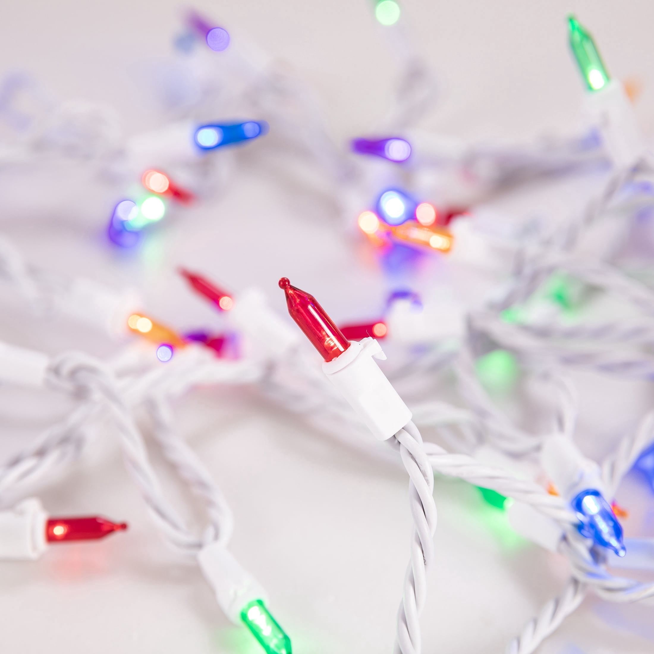 Indoor/Outdoor 300-Count LED Mini Christmas String Lights, Multicolor, White Wire, 62.3', by Holiday Time