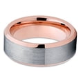 thumbnail image 2 of Gray Tungsten Ring Rose Gold Tungsten Wedding Band Men & Women Silver Tungsten Carbide Ring 8mm Comfort Fit, 2 of 3