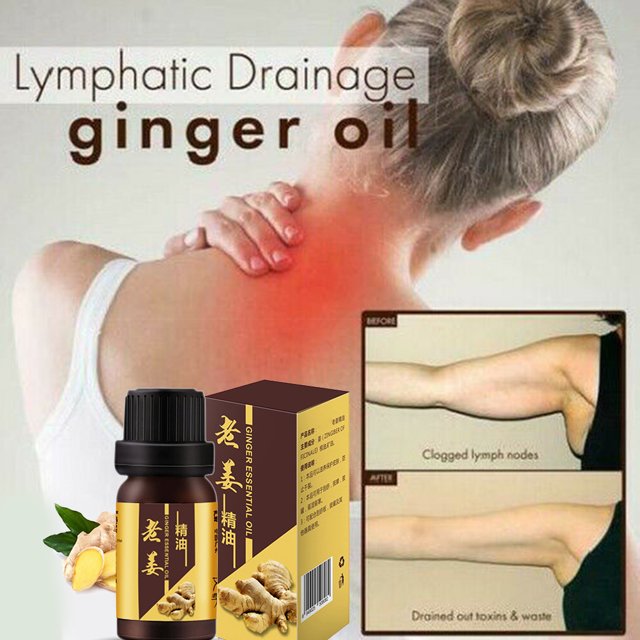 BRI Aceite esencial de jengibre para drenaje linfático, aceite esencial para el cuidado corporal, pérdida de peso, 10ml