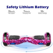 SISIGAD Bluetooth Hoverboard for Adults and Kids, 6.5 inch Solid Tires, LED Lights, Max Speed 6 Mph, Purple