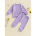 thumbnail image 4 of Suealasg Toddler Girls 2Pcs Fall Outfits 6M 1T 2T 3T Long Sleeve Crew Neck Rainbow Print Sweatshirt Top Elastic Waist Sweatpants Infant Baby Boys Clothes, 4 of 7