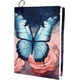 thumbnail image 1 of Funda de libro elástica con diseño de mariposa azul y flor rosa, lavable, reutilizable, de nailon y poliéster, ideal para cuadernos., 1 of 9