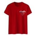 thumbnail image 1 of TSADFHJI Hauts Femmes Crop Mode Féminine Jour de l'Indépendance Drapeau Col Rond Double Lettre Imprimé Manches Courtes T-Shirt 5 TTG Rouge, 1 of 4