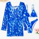 thumbnail image 5 of Gibobby Trajes de Natación para Mujer Bikinis de cintura alta para mujer, conjunto de Bikini Sexy de 3 piezas, traje de baño para cubrir, traje de baño d(Azul,CH), 5 of 5
