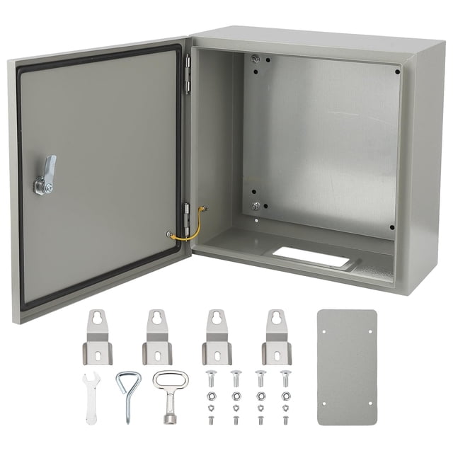 Yiwa Steel Electrical Junction Box, Outdoor IP66 Waterproof & Dustproof Enclosure with Lock and Mounting Plate