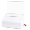 thumbnail image 1 of MCB Acrylic Donation & Ballot Box, Ticket Raffles & Drawing, Voting or Comment Box - with Safety Lock and Display Sign Holder 8"x 6"x 5" (White), 1 of 5