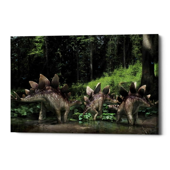 Epic Graffiti 'Stegosaurus Family' Canvas Wall Art, 18"x26"