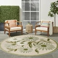 thumbnail image 3 of Nourison Aloha Indoor/Outdoor Ivory Green 5'3" x Round Area Rug (5 Round), 3 of 9