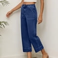 thumbnail image 5 of Women's High Waisted Stretchy Wide Leg Cropped Jeans Pull On with Pockets Summer, 5 of 8