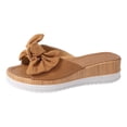 thumbnail image 6 of Rokment Bow Platform Wedge Sandals for Women Fashion Casual Bowknot Open Toe Chunky High Heel Dress Slip on Comfortable Walking Slides Summer Beach Vacation Brown Size 7, 6 of 7