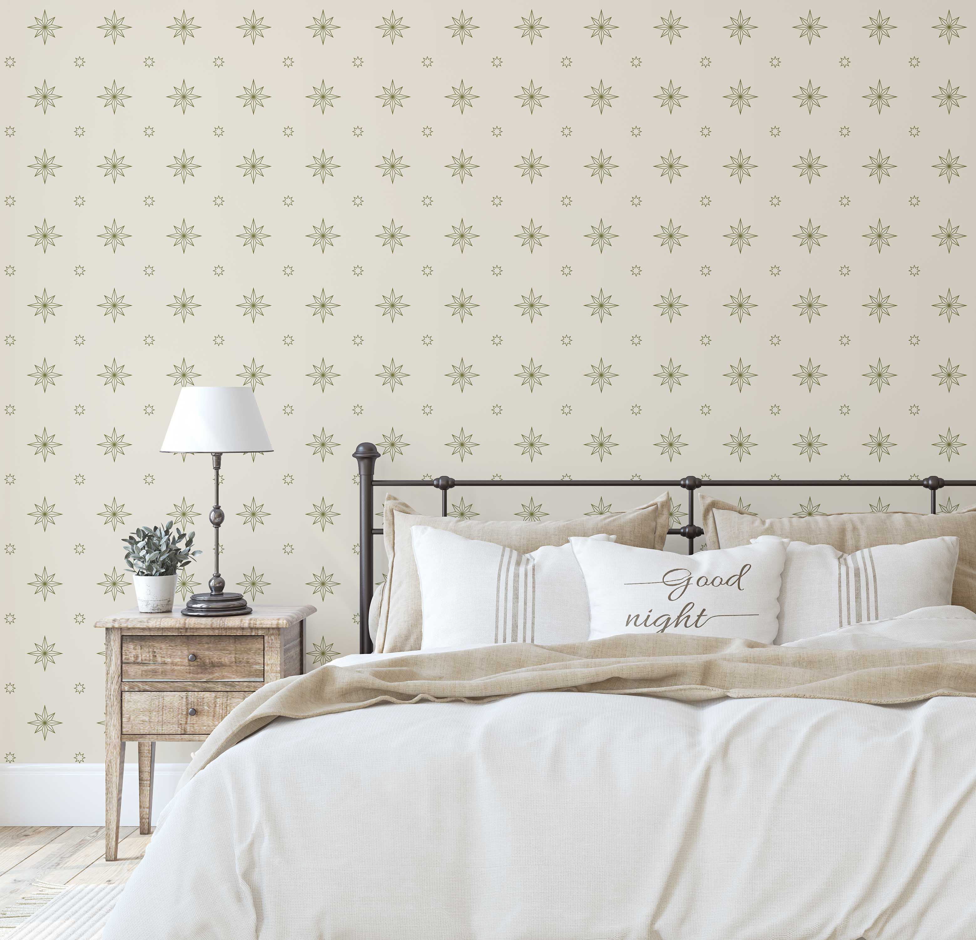 S4sassy Removable Vintage Style Waterproof Wall Wrap, Finish Mosaic Tile Wallcover, Compass Starburst Pattern Contact Paper for Backsplash, Self Adhesive Vinyl Wallpaper Roll- Beige- 25"x360"