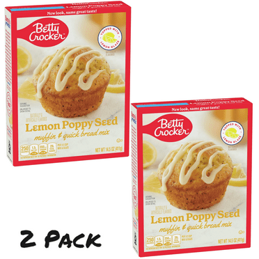 ( 2 Pack ) Betty Crocker Muffin and Quick Bread Mix, Lemon Poppy Seed With Streusel, 14.5 oz