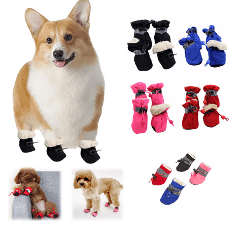 Waterproof Pet Dog Shoes Anti-Slip Rain Snow Boots Footwear Thick Warm for Small Cats Dogs Puppy Dog Socks Booties Blue