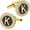 K, variant on A-Z Initial Cufflinks for Men and Women with Clear Crystal, Gold Silver Color Rasied Letter A-Z Cuff Links for French Shirt, Gift for Normal and Business Wearing