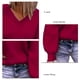 thumbnail image 4 of Jersey con cuello en V para mujer, suéter de manga larga de Color puro, suéter femenino transpirable amigable con la piel a la moda, 4 of 5