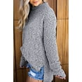 thumbnail image 2 of Womens Fuzzy Knitted Sweater Sherpa Fleece Side Slit Full Sleeve Jumper Outwears, 2 of 3