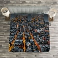 thumbnail image 3 of Ambesonne City Quilted Bedspread Set 3 Pcs, Avenues to Midtown NYC, Queen Size, Marigold Grey Black, 3 of 3