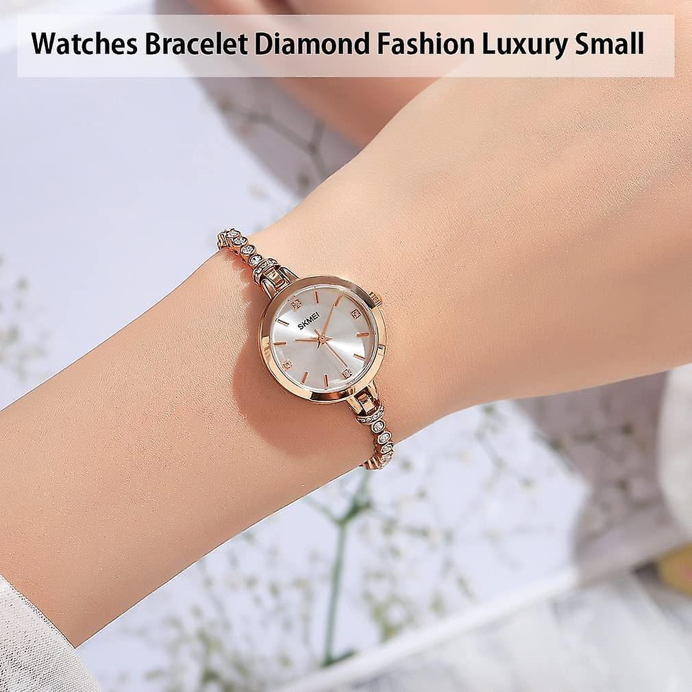 Women Watches Bracelet Diamond Ladies Female Small Rose Gold Fashion Luxury Thin Waterproof Analog Quartz Casual Girls Wife Gifts Silver Wrist Watch S
