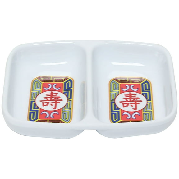 Excellante Longevity Melamine Dinnerware Collection 2 Oz, 3 3/8" X 2 3/4" Twin Sauce Dish, Comes in Dozen
