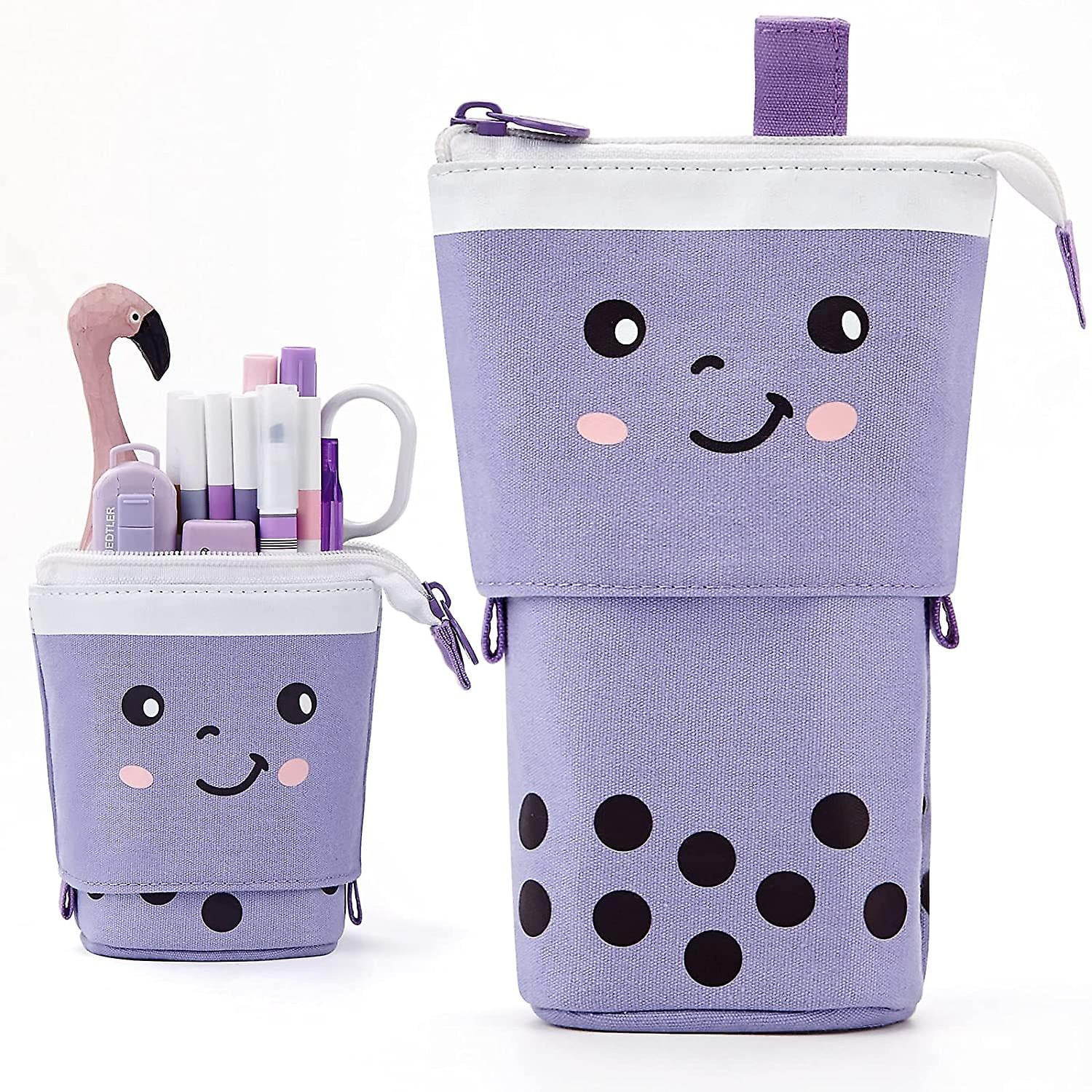 Standing Pencil Case Cute Telescopic Pen Holder Kawaii Stationery Pouch Makeup Cosmetics Bag For School Students Office Women Teens Girls Boys purple Walmart