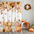 thumbnail image 2 of Shower Curtain 72"W x 84"L Fall Thanksgiving Pumpkin Sunflower Fabric Shower Curtains Set with Hooks Water Repellent Bathroom Curtains Machine Washable Bathroom Accessories, 2 of 6