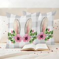 thumbnail image 3 of Grey Plaid Easter Outdoor Waterproof Pillow Covers, Checkered Summer Spring Floral Decorative Square Throw Pillowcase Sofa Cushion Sham for Patio/Couch/Chair, 16"x16" 2 Pack, 3 of 8