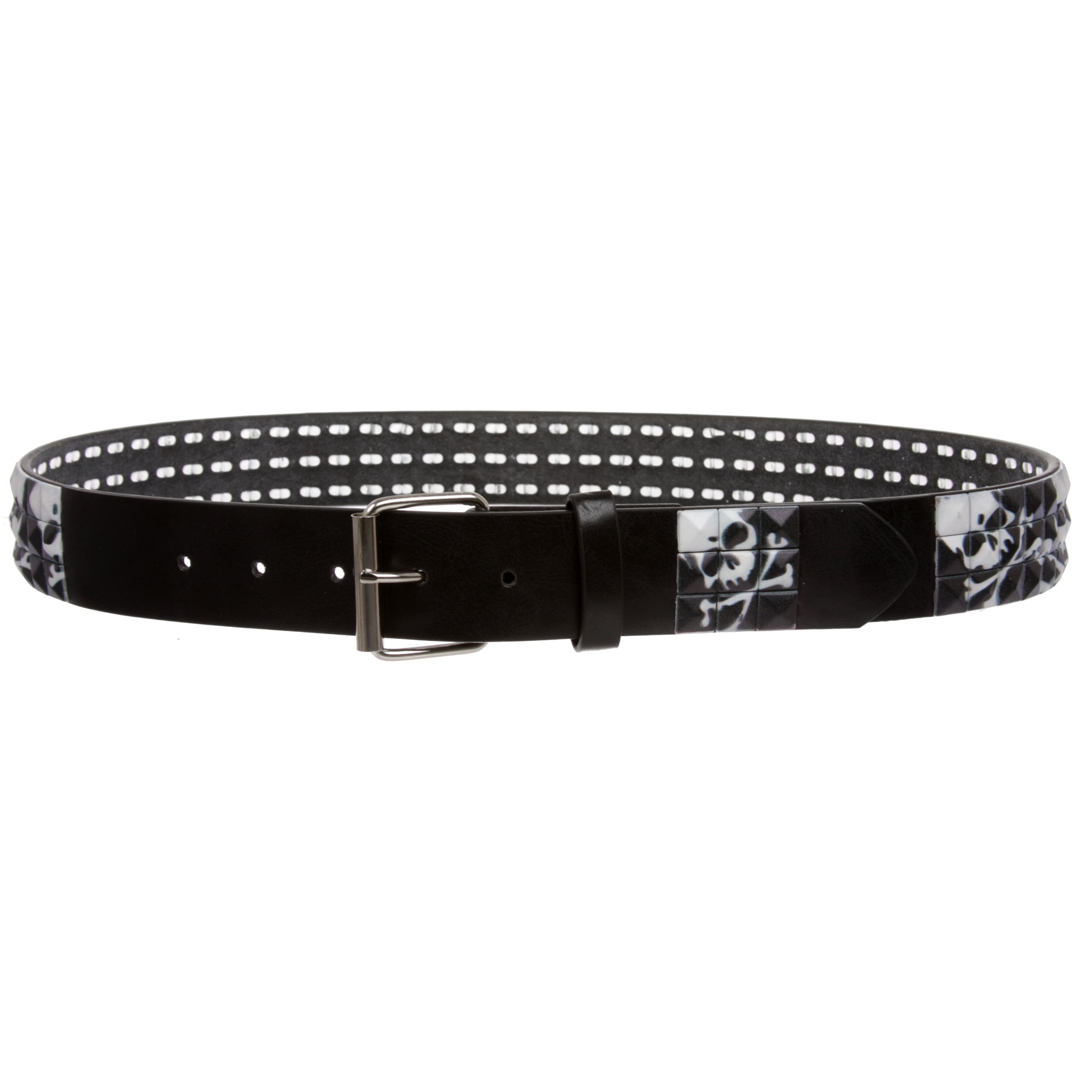 Beltiscool Kids Snap on Art Work Skull Cross Bone Punk Rock Silver Studded Leather Belt, Girl's, Size: Small (24), Blue