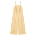 thumbnail image 7 of VBVC Women's Striped Sleeveless Jumpsuit , Spaghetti Strap Wide Leg Romper For Women , Ladies' Casual Loose One Piece Outfit with Pockets,Yellow,S-2XL, 7 of 7