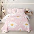 thumbnail image 2 of Erosebridal Simple Daisy Floral Twin Quilt Set,White Yellow Flower Twin Coverlet Set For Girls,2 Pieces, 2 of 7