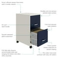 thumbnail image 4 of Space Solutions 18" Deep 2 Drawer Mobile Letter Width Vertical File Cabinet, White/Navy, 4 of 15