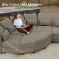 thumbnail image 2 of LLappuil 153" Modular Sectional Sofa, 10 Seat Modular Sectional Sofa with 2 Storage Ottoman, 25.6“ Seat Deep Sofa Brown, 2 of 8